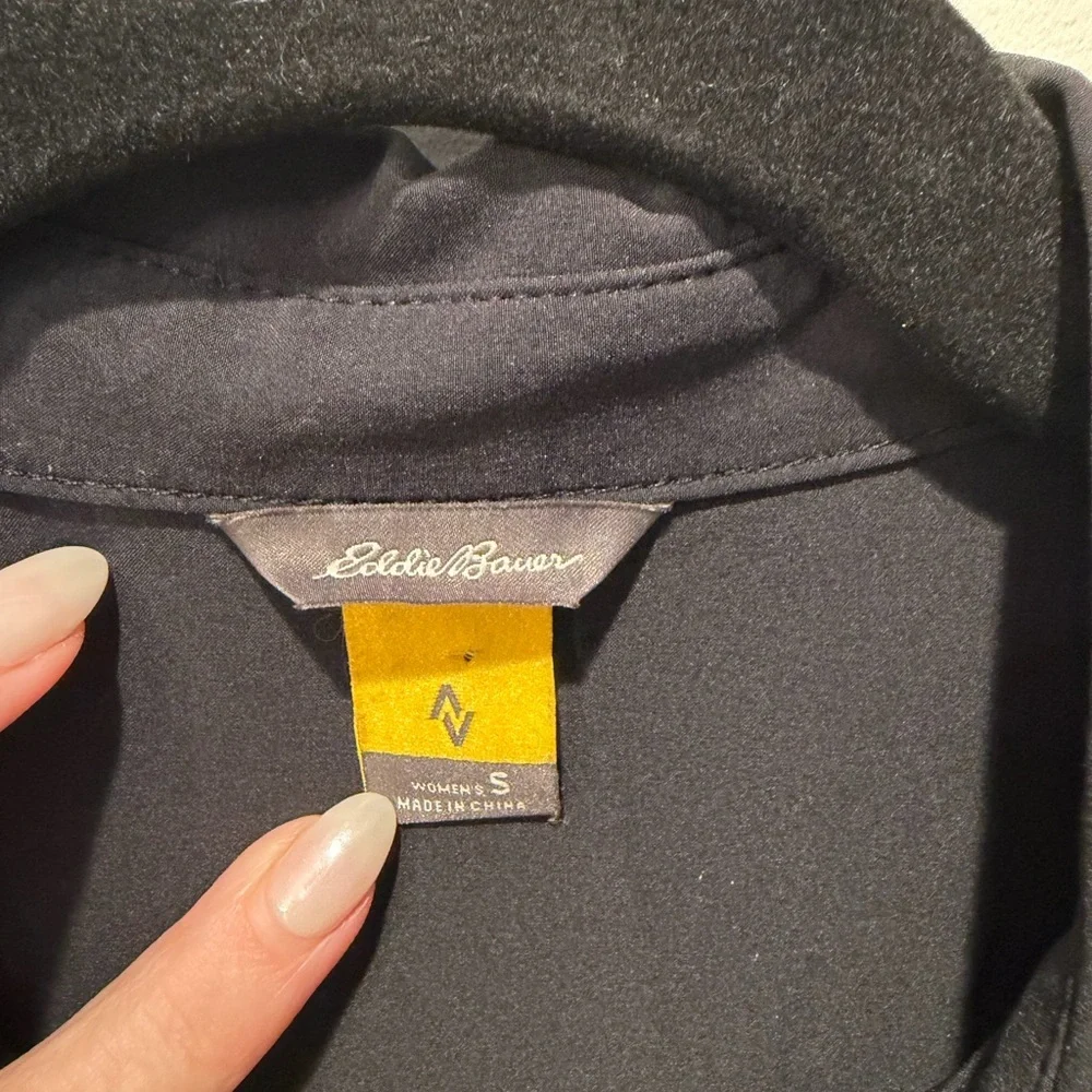 Eddie Bauer Black Button-Front Shirt Dress